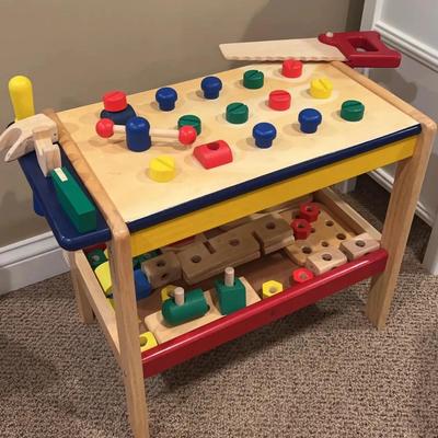 Toddler Tool Bench, Wood Truck & 2 Plastic Chairs
