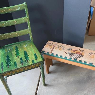 Painted Chair & Bench