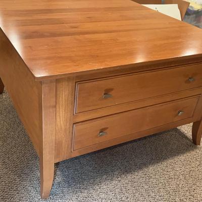 Wood Square Coffee Table With Drawers