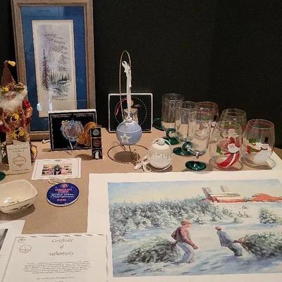 Christmas Decor: Wedgewood Ornaments, Prints, Irish Coffee Glasses