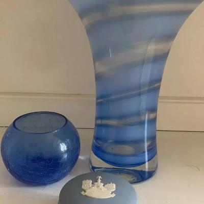 Wedgwood Trinket Box & Blue Glass