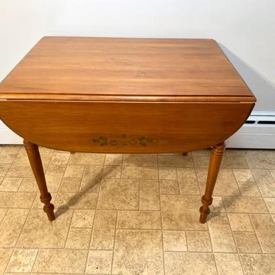 Sale Photo Thumbnail #14: Hitchcock drop leaf table. Leaves down - 26x36”, 