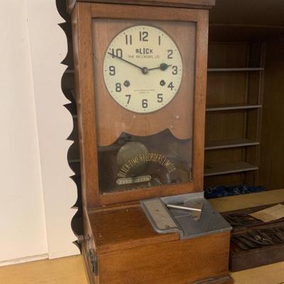 Sale Photo Thumbnail #12: Antique Blick factory time recording clock