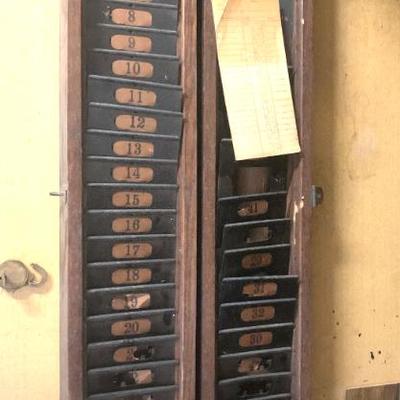 Sale Photo Thumbnail #13: Factory employee time card rack