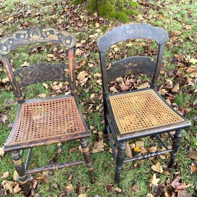 Sale Photo Thumbnail #21: 2  original  antique Hitchcock side chairs, 19th c.