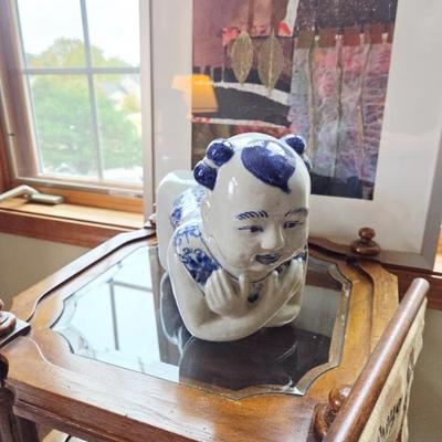 Antique hand painted porcelain head pillow