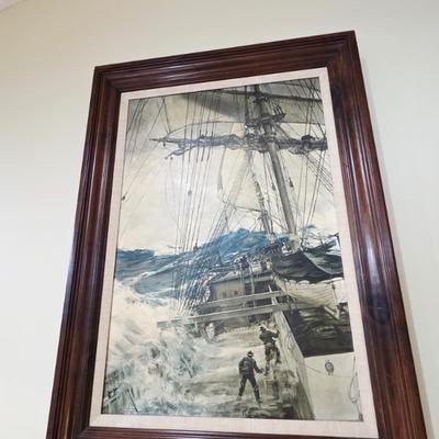 Montague Dawson "The rising wind" painting
