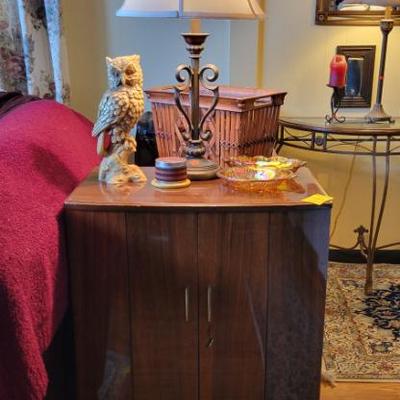 Sale Photo Thumbnail #16: Bi Fold Cabinet, Carnival Glass, and Vintage Owl 