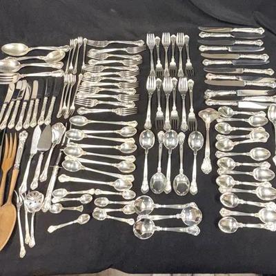 110 Pieces Gotham Sterling Silver Flatware Set Chantelle Pattern 