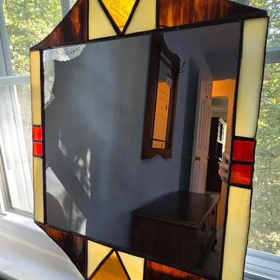 Handcrafted Stained Glass Art Wall Mirror 