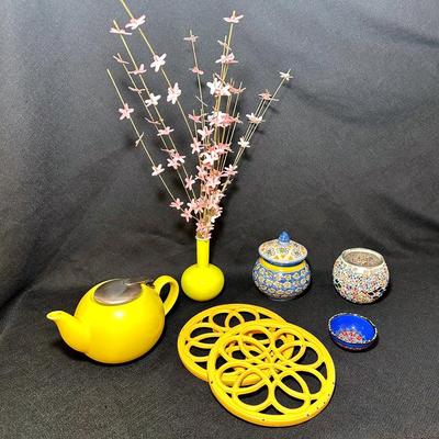 Blue & Yellow Kitchen And Decorative Items