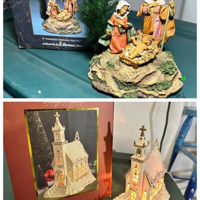 Lenox Mistletoe Park Series Church & Holy Family Musical Sculpture