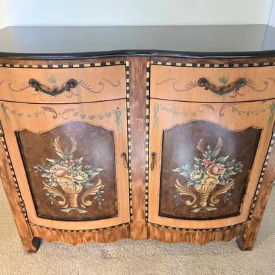 Painted Wooden Cabinet W Marble Top