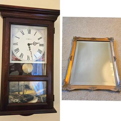 Howard Miller Thomas Kinkade Chime Clock & Vintage Mirror