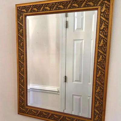 Ornate Gold Gilt Beveled Glass Rectangular Mirror