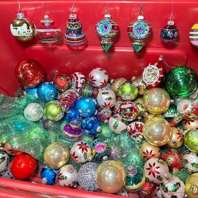 Mystery Tote Of Radko Shiny Bright, Vintage And Blown Glass Christmas Ornaments 