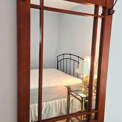 Arts & Crafts Style Wall Mirror with Hooks