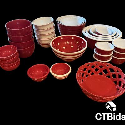 CV161 - Collection of Red Kitchen Bakeware and Bowls