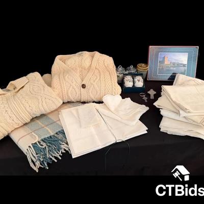 CV346 - Irish Wool Sweaters, Throw, Linens and Collectibles.