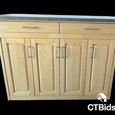 CV400 - Kitchen Island with drop leaf metal top