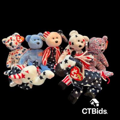 CV525 - Vintage Ty Beanie Babies, Patriotic Group