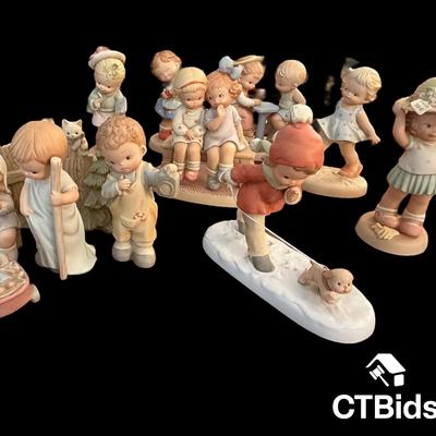 CV134 - Enesco, Memories of Yesterday, Lucie Atwell Collection Figurines from 1994-95, Group of 12