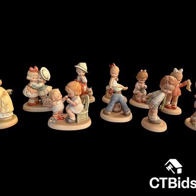 CV136 - Enesco, Memories of Yesterday, Lucie Atwell Collection Figurines from 1989-90, Group of 10