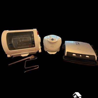 CV170 - 3 George Forman Small Appliances - Rotisserie, Grill, Mini Roaster 