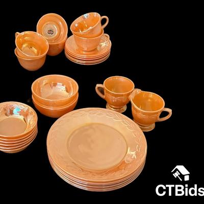 CV185 - Fire King Peach Lusterware - Dinnerware Set for 6