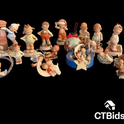 CV137 - Enesco, Memories of Yesterday, Lucie Atwell Collection Figurines from 1987-88 & 10 Ornaments