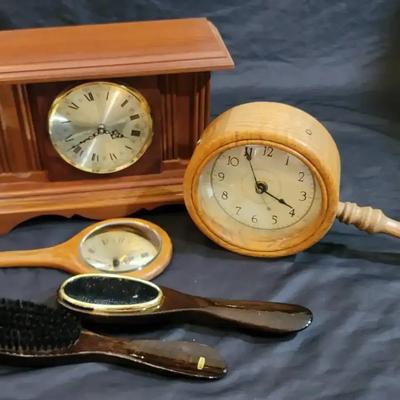 Vintage Clocks, Swank Brushes & Wooden Hand Mirror Collection