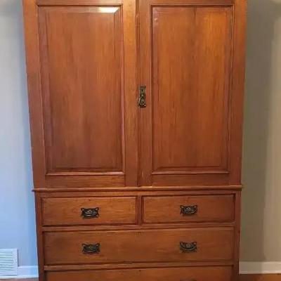 Antique Mahogany Linen Press Cabinet Armoire