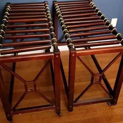 Set of Two Vintage Woodlore-Style Deluxe Pant Trolleys with Extra Hangers