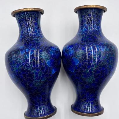 Vintage Cloisonne Jingfa Vases (2)