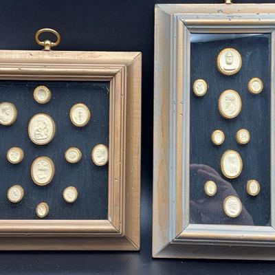 Collection Of Grand Tour Plaster Cameos (Intaglios) In Frames