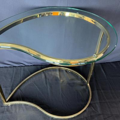 Elegant Glass and Brass Coffee Table in the mid-century modern style