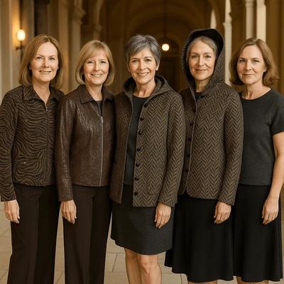 Expressive Elegance: Jacket & Pant, Blouse and Skirt, Button -down Sweater - 7 pieces