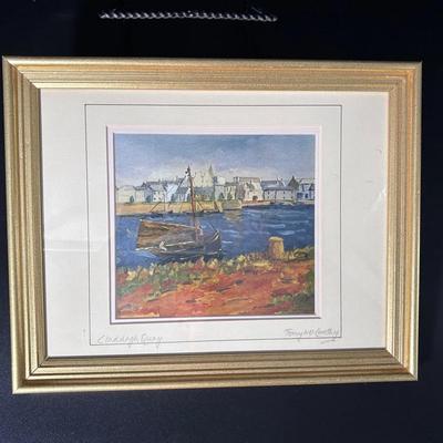 Framed and Signed Watercolor Print (Claddagh Quay" by Tony McCarthy)
