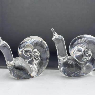 (2) Stueben Glass Snails
