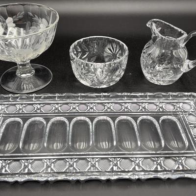 Vintage Cut Crystal Serving Set