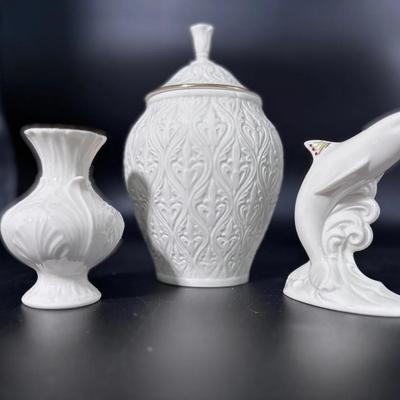 Lennox Lot with Jar with Lid, Dolphin & Small Vase (see description)