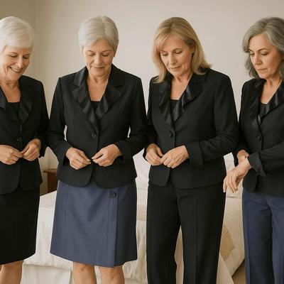 Preparing for the day; 7th Ellen Tracy;  5 pieces