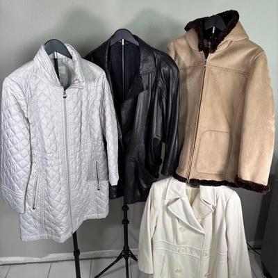 Coat Collection - 4 pieces; Utex, Black Leather, Kristen Blake, and Laundry