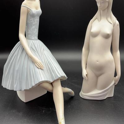 Lladro Figurines / Ballerina and Nude Female (see description for details of condition of both)