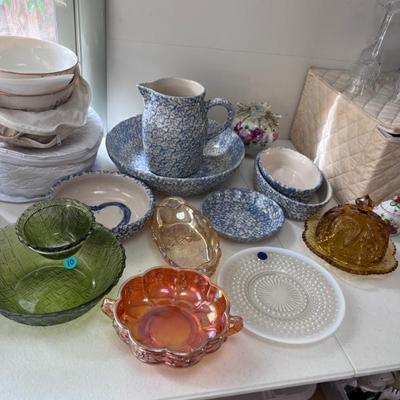 Vintage, carnival, and Fenton glassware plus pottery