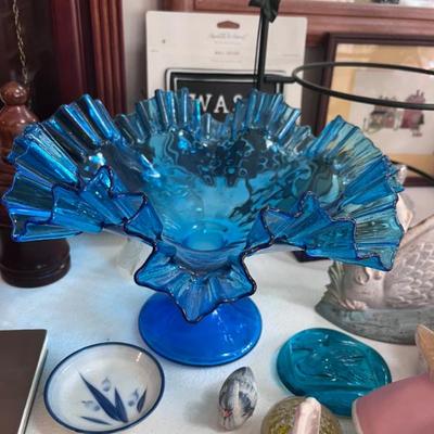 Blue glass dish