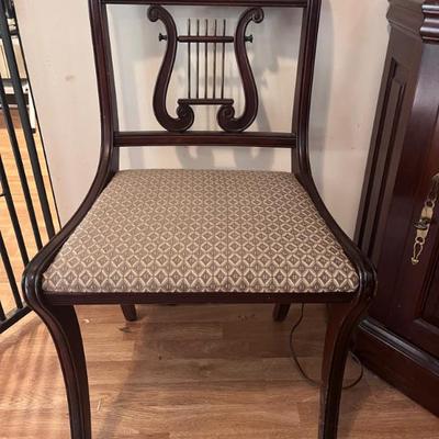 Set of 5 vintage lyre harp dining chairs