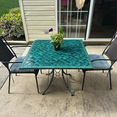 Outdoor Bistro Set – Tile Table & 2 Chairs