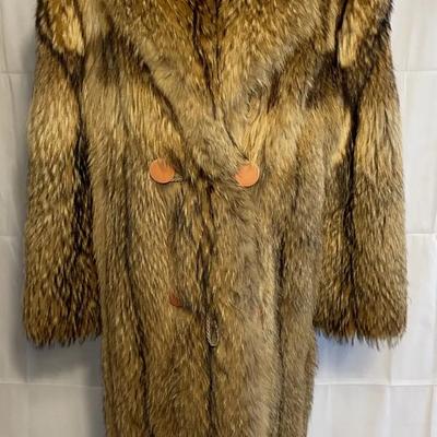Red Fox Fur Coat with Matching Hat – Pollock Furs, Pottstown PA – 36” Length, Four-Button Front