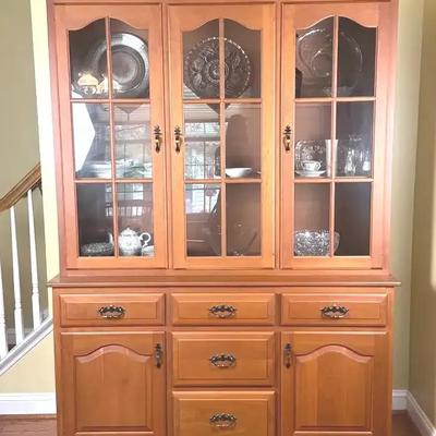 Wood China Cabinet Hutch – 58” Wide x 83” Tall x 18.75” Deep